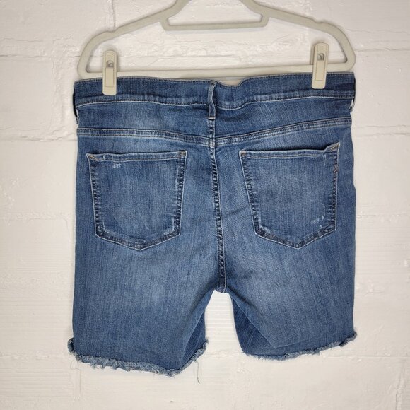 Express Women's Size 16 Jean Shorts Bermuda High Rise Cut Off - Picture 2 of 4